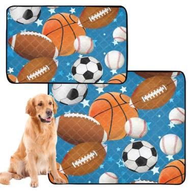 Imagem de Bolas de basquete esportivas azuis laváveis para animais de estimação, tapete impermeável para gaiola, tapete para animais de estimação, gatos, filhotes, tapetes de parto para cães, médio + grande