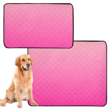 Imagem de Almofada reutilizável rosa blush ombré degradê para gatos para animais de estimação, lavável, para cães, tapete impermeável para cercadinho absorvente para cães, médio + grande, conjunto de 2