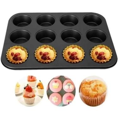 Imagem de Chicky Formas Kit 2 Formas Antiaderente Cupcake Mini Bolinhos 12 Cavidades Preto Básico Forma para Bolos