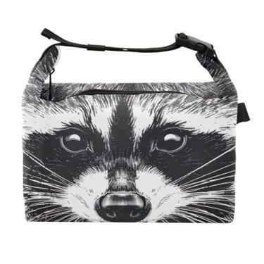 Imagem de TSENQUE Lancheira fofa guaxinim preta branca para mulheres, lancheira portátil, lancheira para trabalho, animal, floral, bolsa térmica para adultos