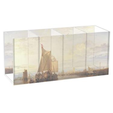 Imagem de TSENQUE Porta-canetas J. M. W. Turner, pintura de barco, paisagem marítima, fofo, para mesa, animal, floral, artística, suporte de lápis de acrílico, estacionário