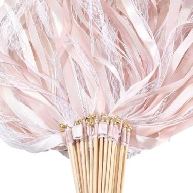 Imagem de CRASPIRE 100 peças de fita branca varinhas de fadas a granel com sino de poliéster de seda macia vintage para festa de madeira para aniversário, casamento, festa, decoração de atividades de férias
