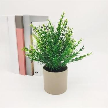 Imagem de Planta artificial Pothos - Decoração de mesa com vegetação sintética, vaso de plástico pequeno para decoração de mesa de sala de estar em casa (verde4)