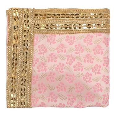 Imagem de Tapete decorativo Aasan Chunari pano de fundo Pooja (Tamanho: 91 cm x 91 centímetros) (rosa) Indiano Tradicional Ganpati Ganesha Festival Decoração MATA Ki Chunri para Estátua Chowki Aasan Mat