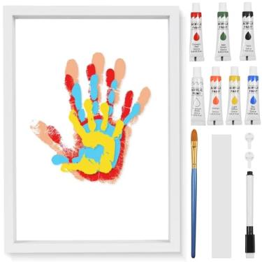 Imagem de Kit de impressão à mão para novos pais, lembrança da mãe e do bebê, moldura de madeira, mão e pegada, presentes artesanais para Natal, aniversário, dia das mães, dia dos pais, dia da adoção (branco