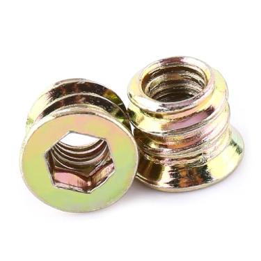 Imagem de Generic Porcas de Inserção Duráveis ​​de Aço Carbono para Móveis de Madeira Parafuso Sextavado Porca de Cabeça para Projeto Diy 20 Peças (M6*10mm)