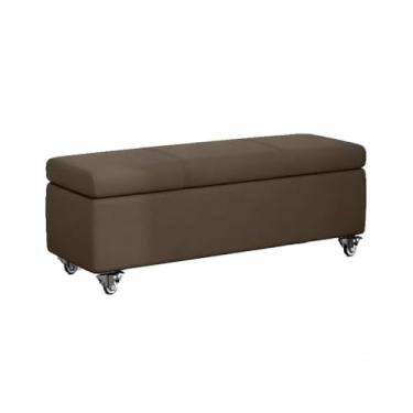 Imagem de Bancos Ottomans Bancos De Armazenamento Retangulares Banquinho Para Troca De Sapatos Banco Couro Almofada Para Quarto Canto Design De Roda Omnidirecional(Dark brown,40x40x100cm)