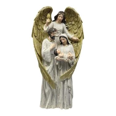 Imagem de BLWOTMOR Estatueta de Anjo Da Sagrada Família, Estátua Religiosa para Decoração de Natal, S Gold, Tamanho real