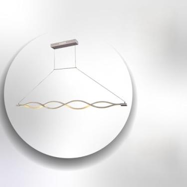 Imagem de Pendente LED Ondulado Geometric Dimerizável 36W, Design Moderno em Alumínio e Acrílico, Bivolt, Iluminação Suspensa para Sala de Jantar e Cozinha