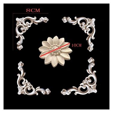 Imagem de 1. 0 CM Decalques decorativos de madeira no centro de mobiliário em casa, decalques de artesanato esculpido, porta de mobília sem pintura decalques de madeira guarnição de madeira moldagem(2PCS)