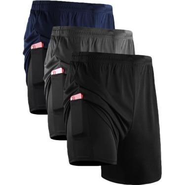 Imagem de Kit 3 Shorts Masculino 2 em 1 Fitness Bermuda Para Treino-Masculino