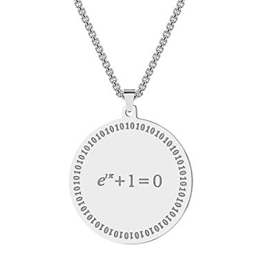 Imagem de Chereda Colar de aço inoxidável com pingente de equação de identidade de Euler para mulheres, matemática, professor de matemática, presente de equação