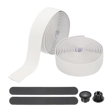 Imagem de PATIKIL Fita de guidão de bicicleta, 2 rolos de fita de aderência de bicicleta PU + espuma EVA envoltórios de alça de ciclismo confortável antiderrapante envoltório de bicicleta com plugues de