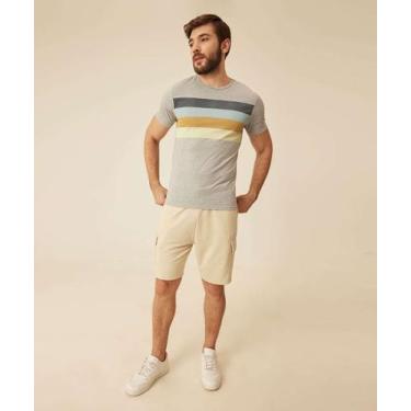 Imagem de Bermuda Masculina Moletom Bolsos Cargo MR-16593, Bege, G