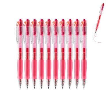 Imagem de GZBABY Caneta de gel retrátil, 10 peças, caneta esferográfica de ponta fina para escrever colorir, 0,5 mm, tinta rosa lótus