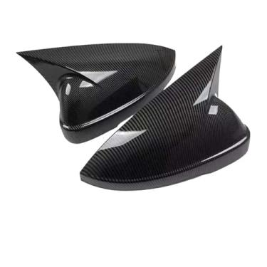 Imagem de Capa de espelho de porta preta brilhante de fibra de carbono para atualização de carro compatível com VW New Sagitar 2019 2020 2021 acessórios retrovisores (fibra de carbono)