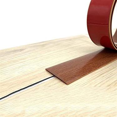 Imagem de Tiras de cobertura de piso de 1 m, tiras de transição de piso, barras de limite, tiras de união de perfil de transição de PVC autoadesivas, tira divisória de porta, divisor de piso (teca tailandesa