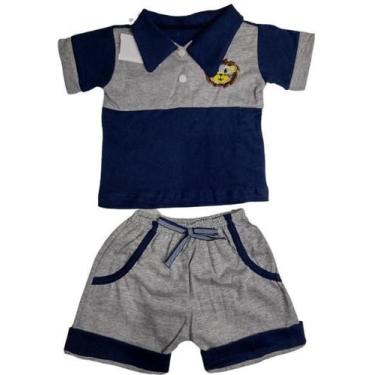 Imagem de Conjunto Short e Camisa para Menino - Lindo - Duda Baby, Azul marinho