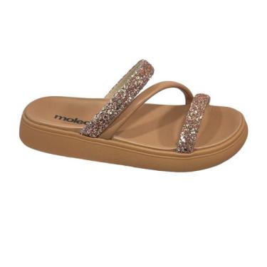 Imagem de Chinelo Slide Feminino Maxxi Gliter Moleca 5469.121, Multi ouro rosado