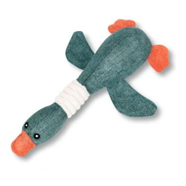 Imagem de Brinquedo Pet Mordedor Ganso de Pelúcia com Apito 3 Cores (Azul Marinho, Marrom ou Cinza) (AZUL)