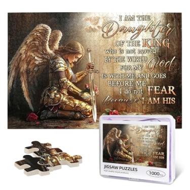 Imagem de Quebra-cabeças cristãos 1000 peças para adultos, mulher guerreira com versículos bíblicos, quebra-cabeça de madeira religiosa inspirador, presente baseado na fé