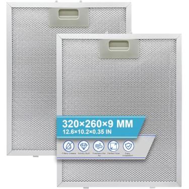 Imagem de Pacote com 2 filtros de metal para exaustor de 320 x 260 x 9 mm, filtro extrator de alumínio para cozinha, filtros de graxa de 5 camadas para exaustores de cozinha para muitas marcas líderes de