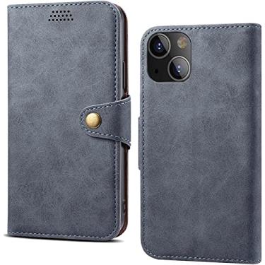 Imagem de MAALYA Capa de telefone à prova de choque, para Apple iPhone 14 Plus 2022 Capa carteira flip de couro sintético [Suporte] [Suporte para cartão] (Cor: Cinza)