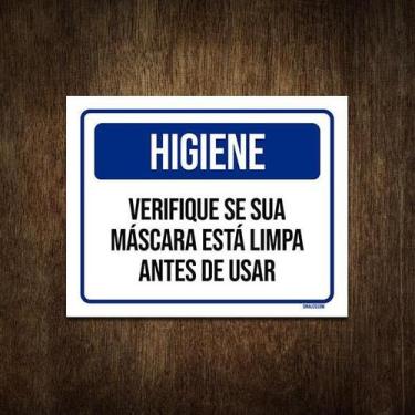 Imagem de Placa De Sinalização - Higiene Verifique Máscara Limpa 27X35 - Sinaliz