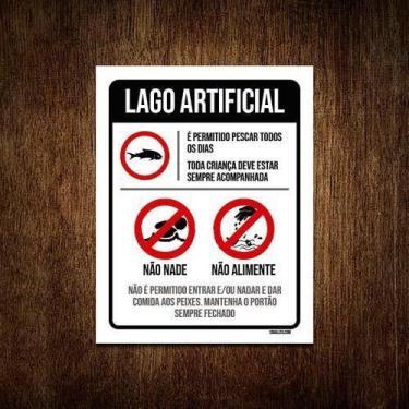 Imagem de Kit 10 Placas Regras Normas Uso Lago Artificial - Sinalizo.Com