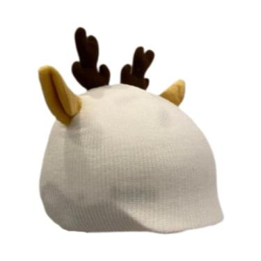 Imagem de Colaxi Capa para capacete de esqui, gorro de tricô decorativo, protetor, quente, macio, fofo e criativo, acessório para capacete de esqui, Orelhas de Rena Brancas
