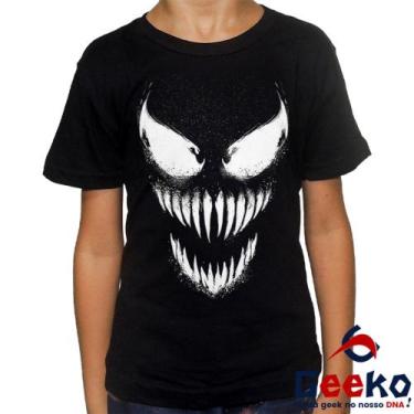 Imagem de Camiseta Infantil Venom 100% Algodão Geeko 02, Preto, 14