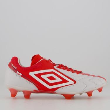 Imagem de Chuteira Umbro Adamant Master Class Pro England Campo Branca e Vermelha-Unissex