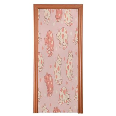 Imagem de Blueangle Capa de porta elástica para gatos do Dia dos Namorados - Faixa de porta frontal de tecido elástico para decoração de festa em casa ao ar livre (325)