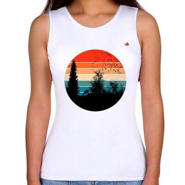 Imagem de Regata Feminina Floresta Vintage Sunset - Foca na Moda, Branco, GGG