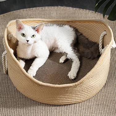 Imagem de Generic Cesta de Vime para Cama de Gato, Durável, Ondulado, Placa para Arranhar, para Ninho Confortável de Animais de Estimação, para Uso Em Todas As Estações