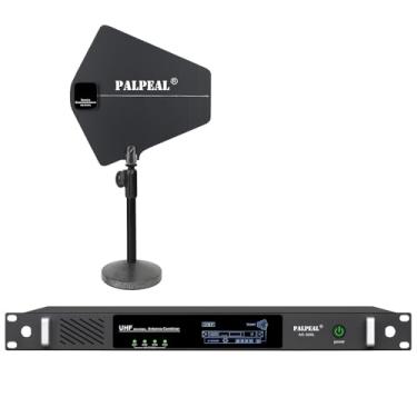 Imagem de PALPEAL Conjunto combinador de antena sem fio UHF AC-325L para sistema de monitor intra-auricular, combinador de transmissor IEM de 4 vias com antena de remo direcional ativa