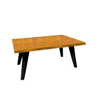 Imagem de Mesa de Centro 50cm Retangular - Pés Palito de PVC, Estilo Retro Moderno, Decorativa para Sala de Estar e Ambientes Domésticos (Nature/Preto)