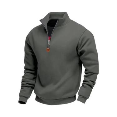 Imagem de Moletom Masculino De Fleece Com Zíper Frontal, Manga Longa, Confortáve