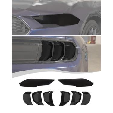 Imagem de Hoolcar Capa de luz fumada compatível com Ford Mustang 2018-2023 preto fumado luz frontal e luz traseira guarnição da tampa da lâmpada acessórios exteriores