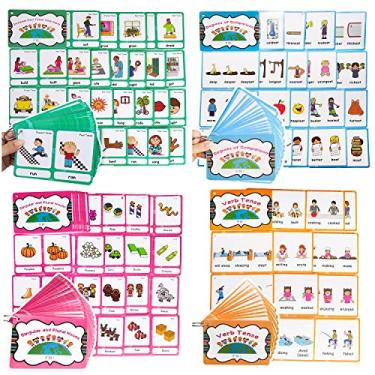 Imagem de Richardy Irregular Verbs/Plural Nouns/Degrees of Comparison/Verb Tense 4 Themes Flashcards Building Vocabulary Pocket Cards Educational Learning Toys Pre-Kindergarten Classroom Supplies