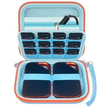 Imagem de Capa compatível com SanDisk 1TB 2TB 4TB 500GB 8TB para SanDisk Extreme PRO disco rígido externo SSD portátil, cartão de memória SD SDXC SDHC organizador - para 2 unidades SSD (azul)