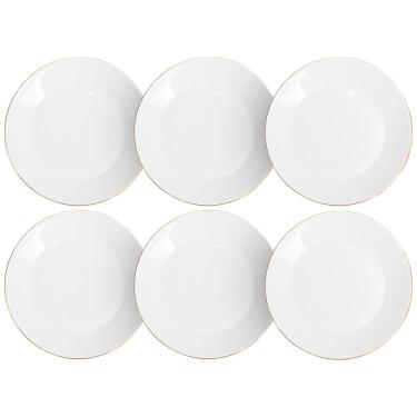 Imagem de Jogo de Pratos de Sobremesa Catarina em Opaline com Fio de Ouro 19cm 6 peças - Hauskraft