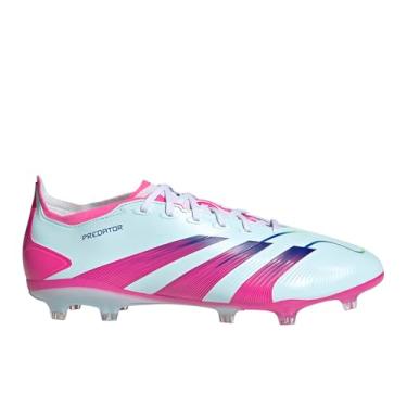Imagem de adidas Tênis de futebol Predator League 99 Capsule Firm Ground - Coleção Limitada com Gráficos de Futebol com Ícone Colorido, Cabedal Hybridfeel Grippy, Sola Controlplate 2.0, Quase azul/rosa