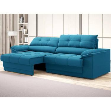 Imagem de Sofá com Carregador USB e Molas no Assento Retrátil Reclinável Mimo 2,50m Velosuede - NETSOFAS