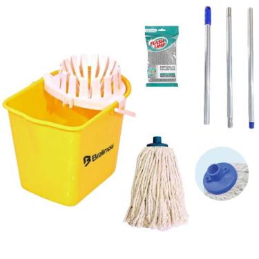 Imagem de Conjunto Mopinho Bralimpia AMARELO Limpeza De Pisos 12l esp