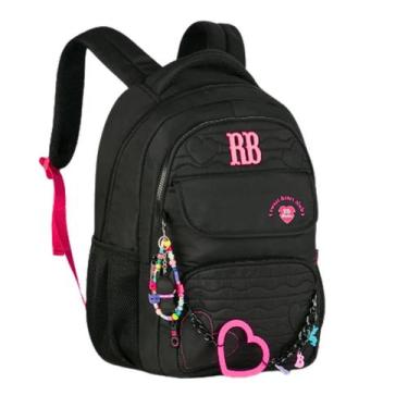 Imagem de Mochila De Costas Heart Beats Preta 17,5 Rb27015 - Rebecca Bonbon