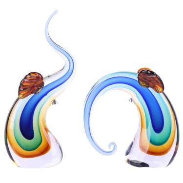 Imagem de Estátuas de elefante, decoração de casa, 2 peças, elefante azul para sala azul, jantar, mesa, suporte de TV e prateleira | Animais de vidro, decoração soprada e estátuas para decoração de casa
