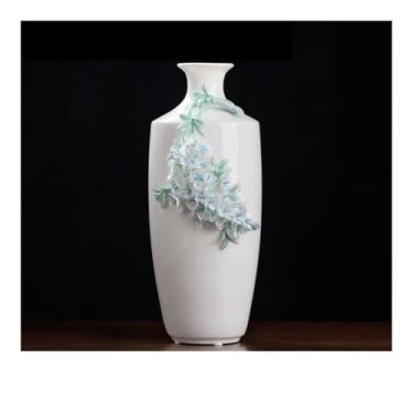 Imagem de URGDWEKJY Vaso de cerâmica novo estilo chinês decoração casa sala de estar prateleira armário vinho decoração arte vasos de flores (B)
