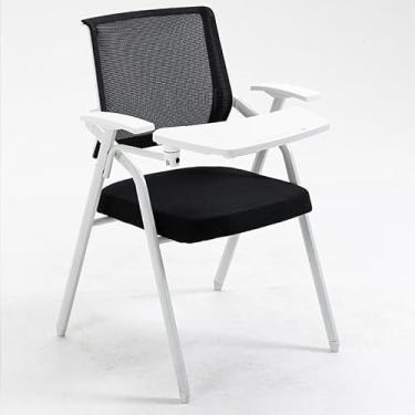 Imagem de LNGCLTEZ Cadeira de escritório de malha, cadeira de mesa ergonômica, cadeira com mesa anexada para adultos, cadeiras dobráveis com quadro de escrita, cadeira de estudante, cadeira de mesa de encosto