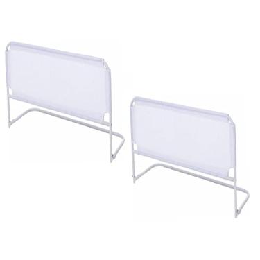 Imagem de Conjunto de Grades de Cama com Tela de Proteção Kit 2 Peças Grade Lateral de Segurança Dobrável(2 BRANCA)